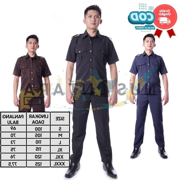 PREMIUM SERAGAM SAFARI SECURITY SERAGAM DRIVER BAJU SAFARI SATPAM HITAM COKLAT NAVY
