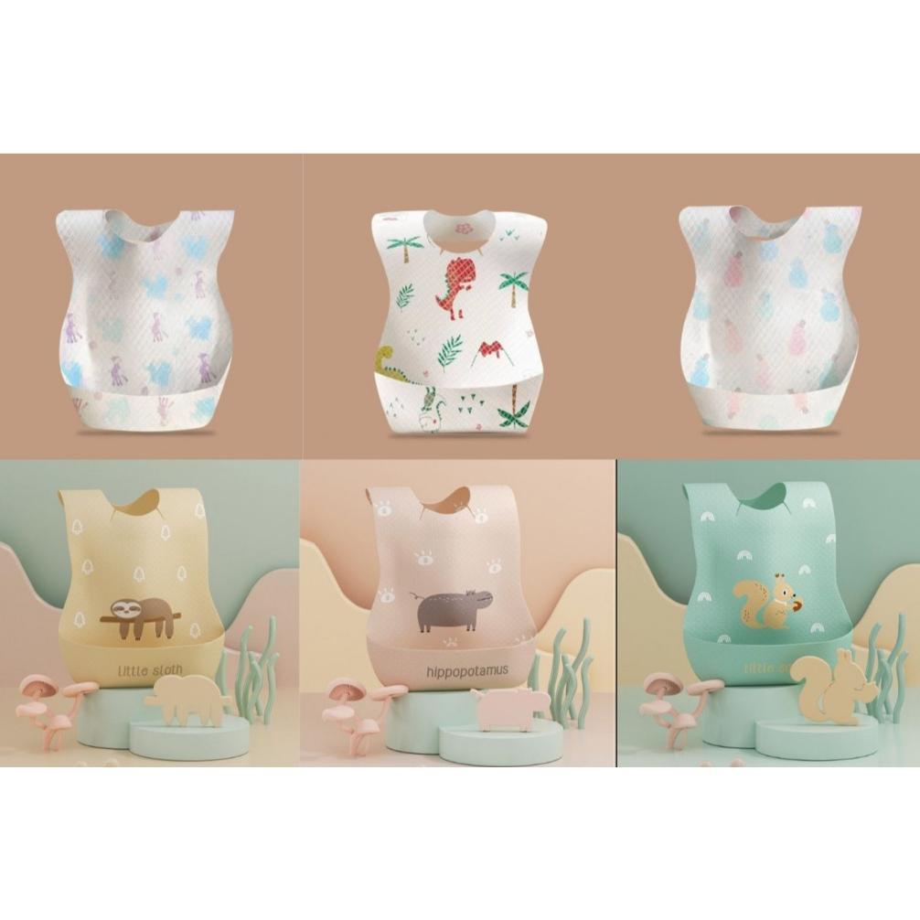 Termurah 6 Pcs Disposable Baby Bib / Celemek Bayi Waterproof Lucu Pr0278