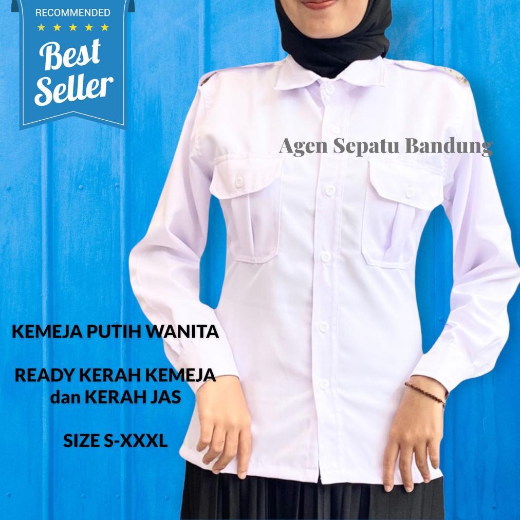 PREMIUM COD KEMEJA PUTIH PNS WANITA / BAJU PNS CEWEK / KEMEJA DINAS / KEMEJA PANJANG PUTIH WANITA