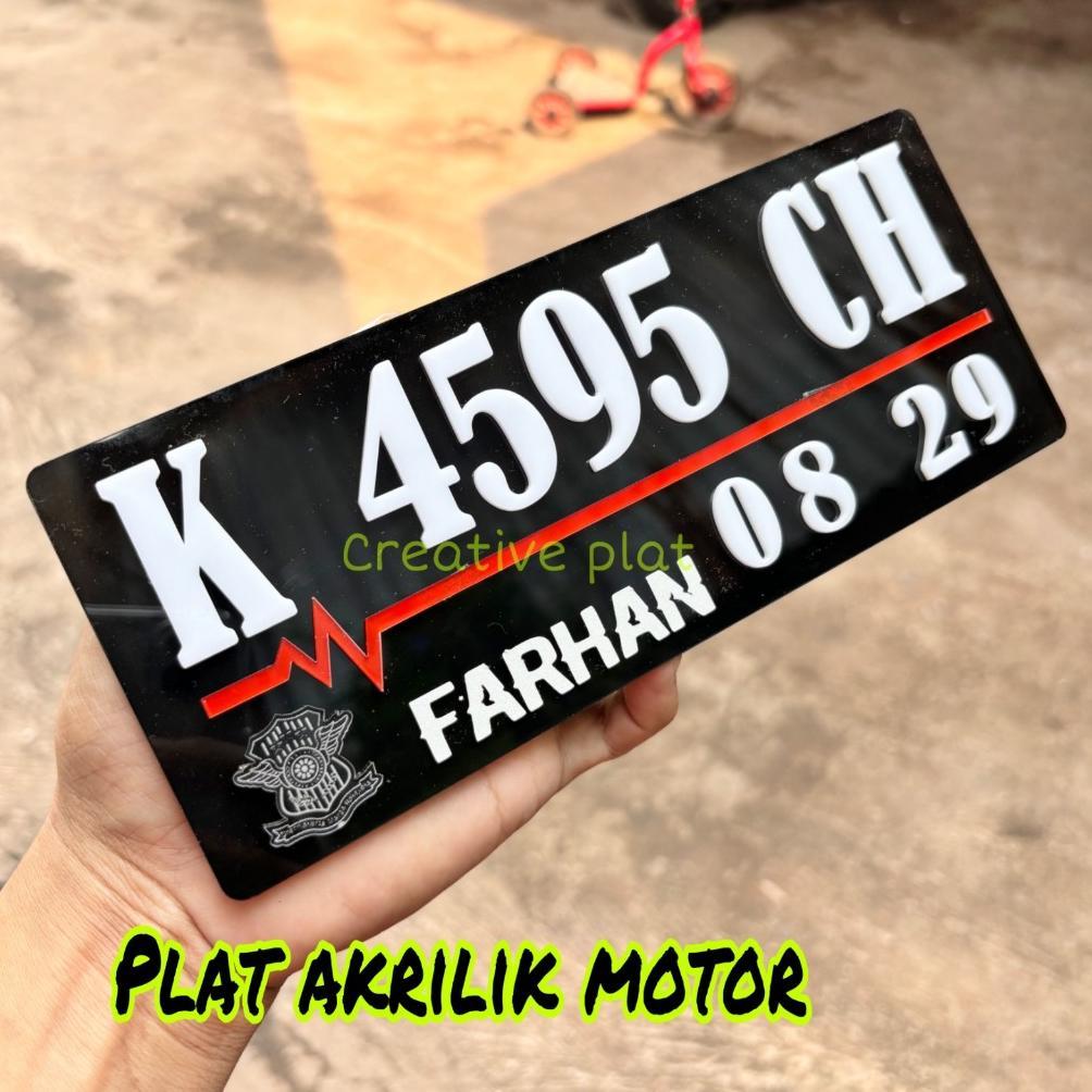PLAT NOMOR MOTOR TIMBUL AKRILIK UKURAN KECIL TIMBUL