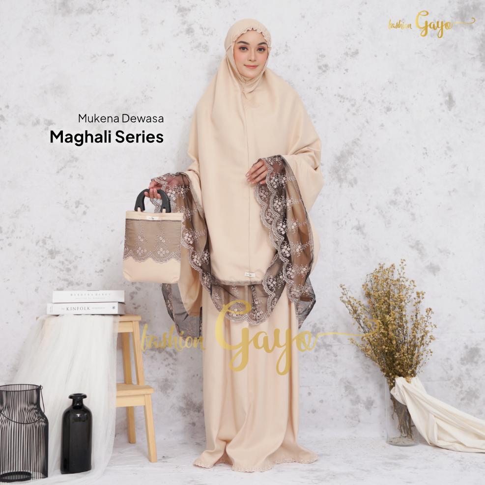 BEST SELLER MUKENA FASHION GAYO - MAGHALI SERIES - MUKENA DEWASA | MUKENA POLOS + TAS MUKENA