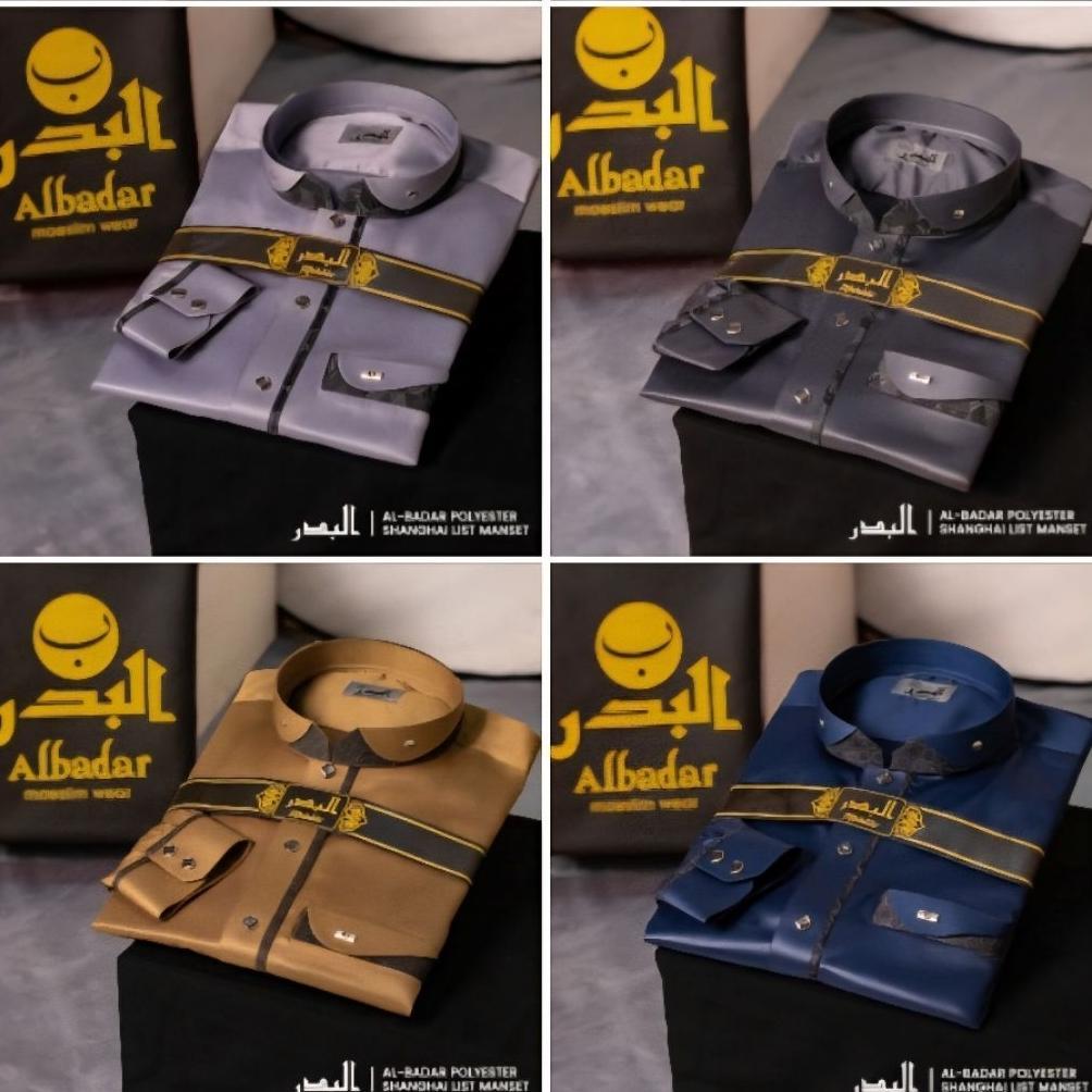 BEST SELLER JUBAH GAMIS PRIA ALBADAR POLYSTER MANSET MOTIF SHANGHAI TERBARU/HARAMAIN/ALRAS/ALNOR/QOB