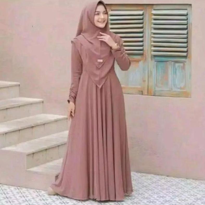ORIGINAL BAJU GAMIS MUSLIM WANITA  MAYRA SYAR'I HIJAB DUA LAYER CRINGKLE TERLARIS