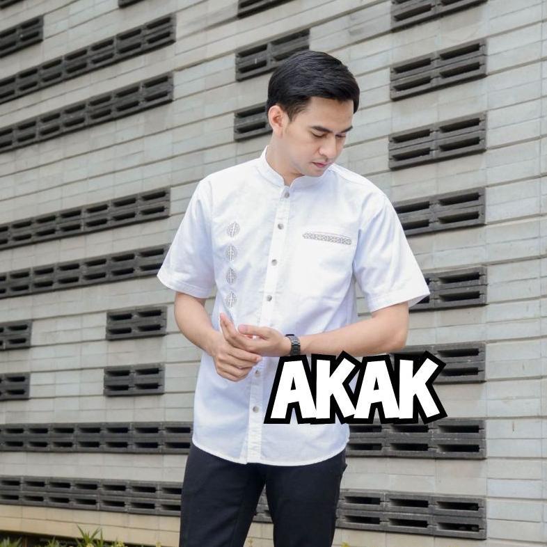 Terbaru Baju Koko Dewasa Putih Bordir Mewah Lengan Pendek