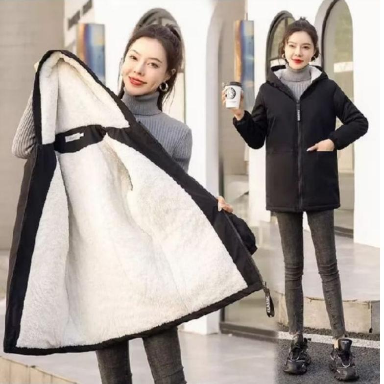 NEW HNF Jaket Winter Wanita Jaket Musim Dingin Wanita terbaru Jaket Bulu Halus Wanita Ukuran Big Siz