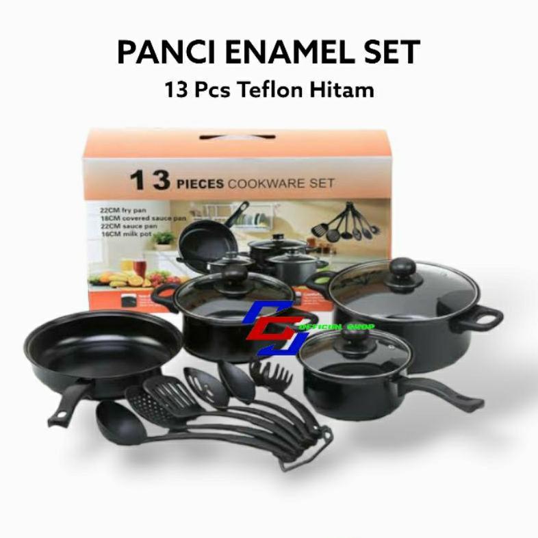 Panci Set Teflon 13 Pcs Cookware Anti lengket panci spatula set