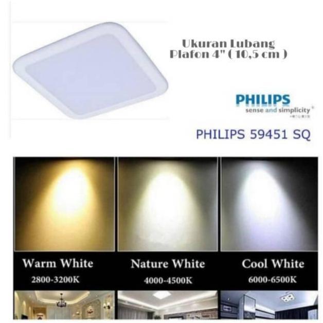 Bestone- 59451 Philips Downlight Led 9w Kotak SQ Meson Lampu 9 Watt 9watt Inbow