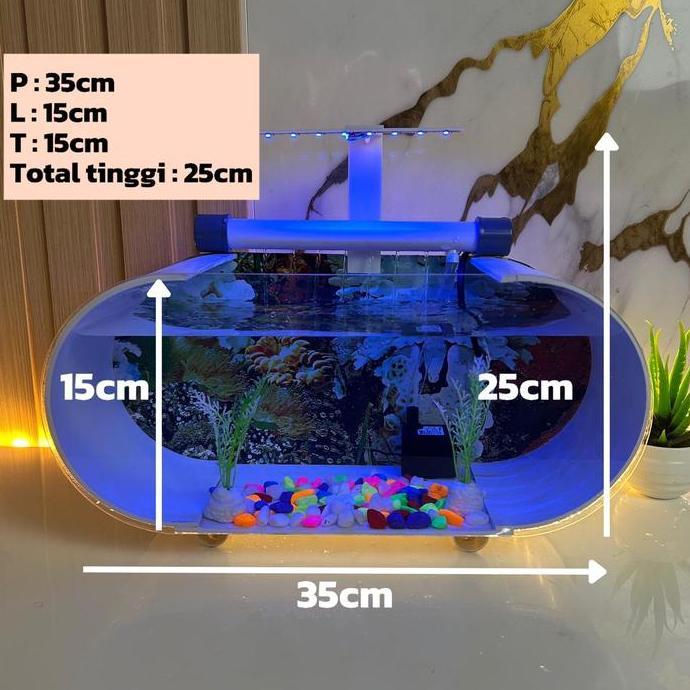 35x15cm AKUARIUM MINI FUL LSET UKURAN TERBARU LEBIH BESAR  Akrilik aquarium aquascape full set palud