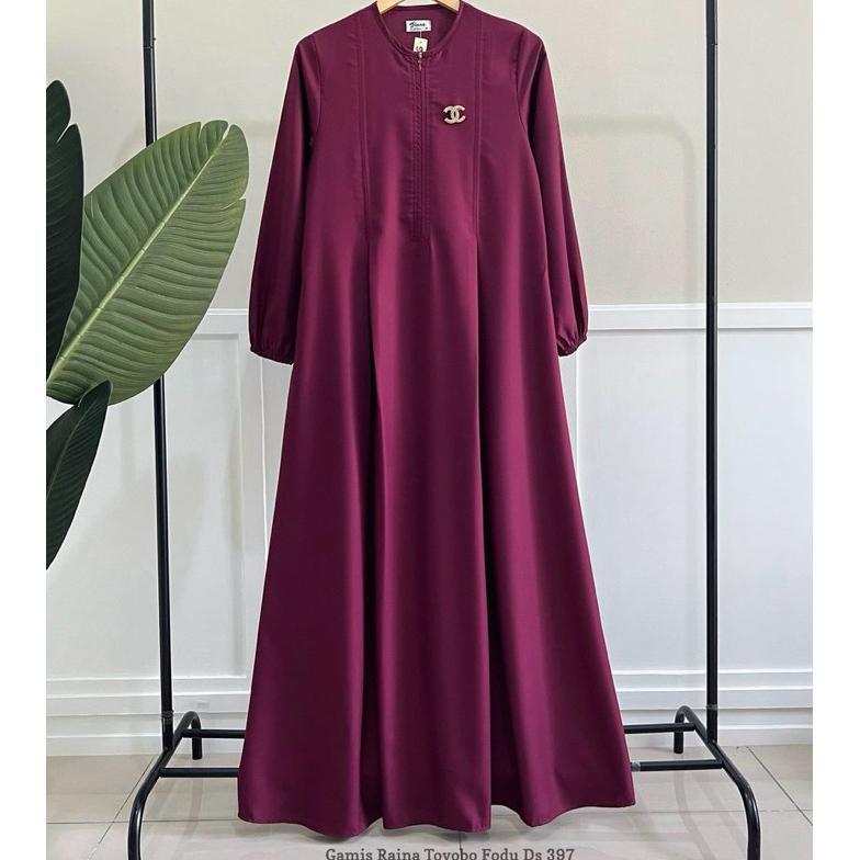 Unik Rania Dress Gamis Wanita Kekinian Mewah Elegan Hitam Putih Polos Terbaru Katun Toyobo Premium