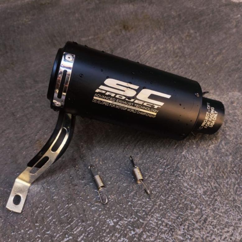 Berkualitas Knalpot Racing Sc Project Slincer Only Stainless Titan, Black Doft,Carbon Untuk Vixion, 