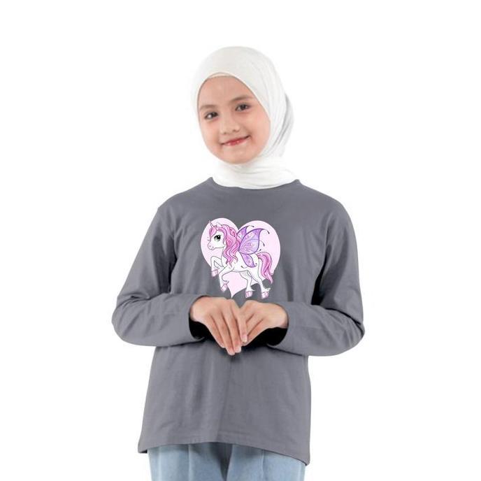 DV354 - Atasan Baju Kaos Anak Perempuan Lengan Panjang Usia 8-9 / 10-11 / 12-13 / 14-15 Tahun / Fash