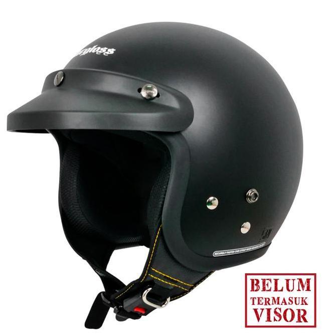 Helm Cargloss Original CFM Retro Army Half Face - Black Doff accessories motor motorcycle