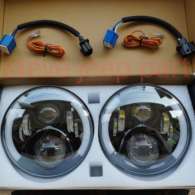 Headlamp lampu besar depan LED 7inch model JW speaker jeep wrangler JK Terlaris
