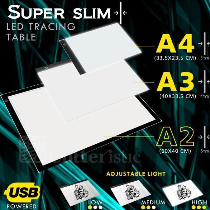 Tracing Board LED A4 A3, Papan Jiplak Light Pad Gambar Drawing
