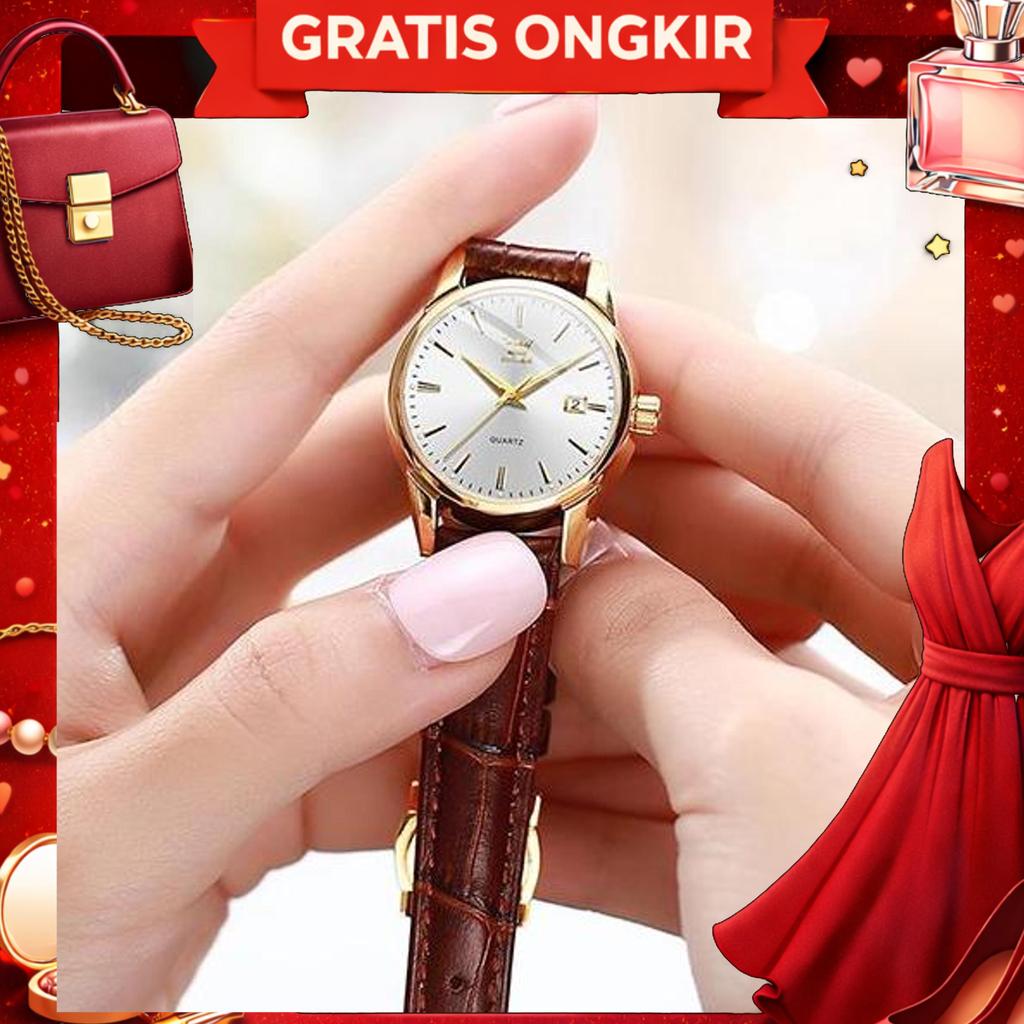 Holek H001 Jam Tangan Couple Pasangan Anti Air Bisnis Fashion Tali Kulit Original Quartz Waterproof 