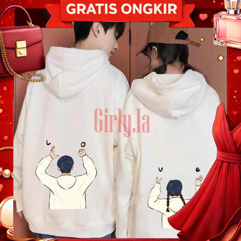 Switer Couple Pria Wanita Love / Hoodie Couple Love Pasangan Cewe Cowo Kekinian Hoodie Couple Korea 