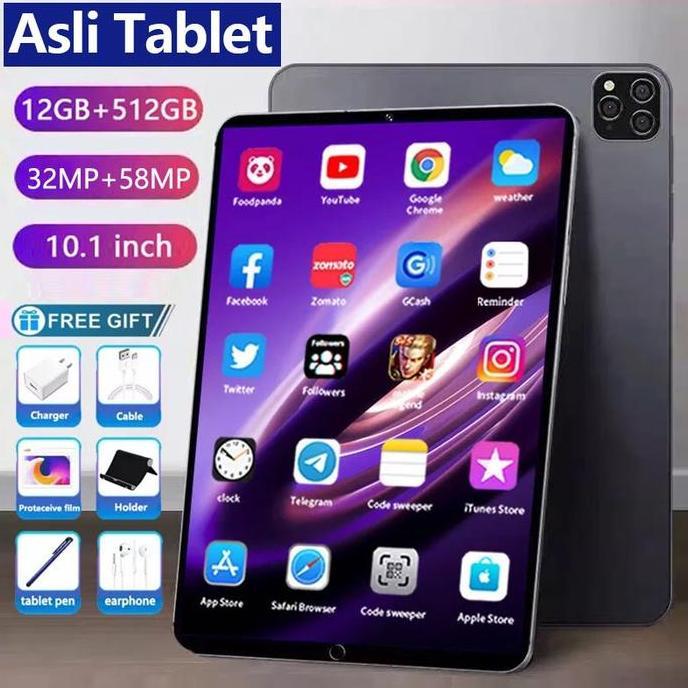 Bestone- Tablet PC Asli Galaxy Tab Baru 10.1inch 12GB + 512GB Tablet Android