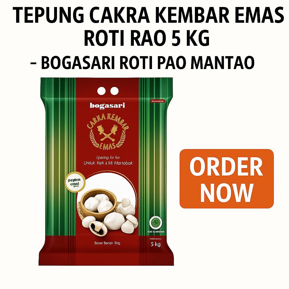 TEPUNG CAKRA KEMBAR EMAS ROTI PAO 5KG - BOGASARI ROTI PAO MANTAO