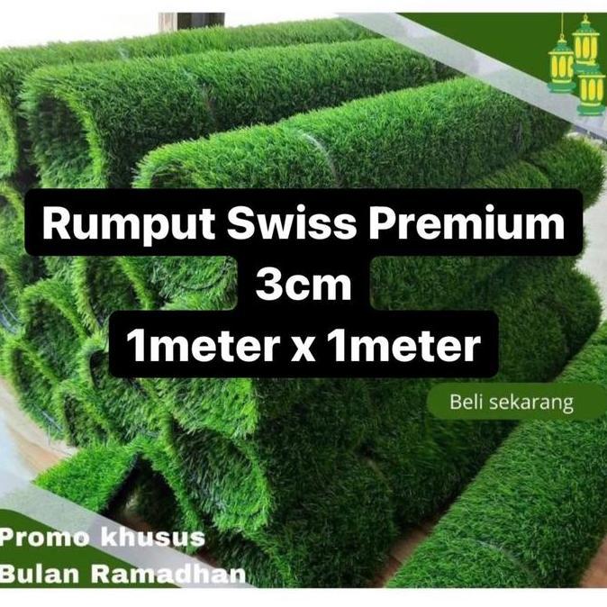 Taman- Rumput Sintetis Swiss Tebal 3Cm 1Meter X 1Meter /Rumput Sintetis Murah