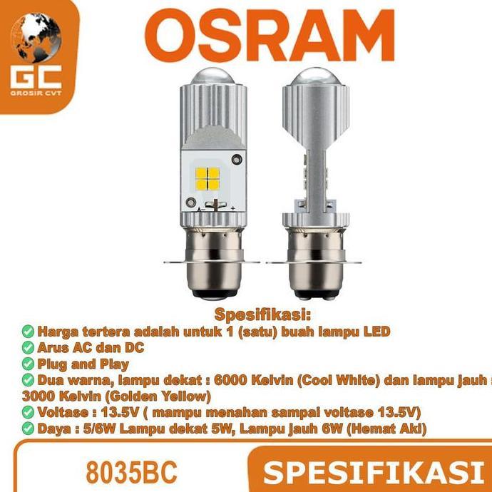 Bohlam Lampu Depan Led Motor Yamaha Mio Sporty Smile J M3 Fino Osram