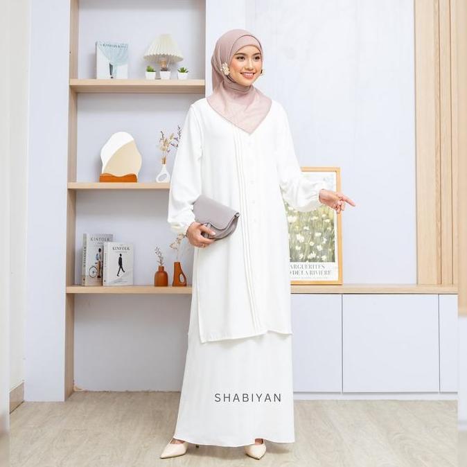 SHABIYAN-613 Gamis Wanita Dress Putih Muslimah Inner Outer Formal Daily