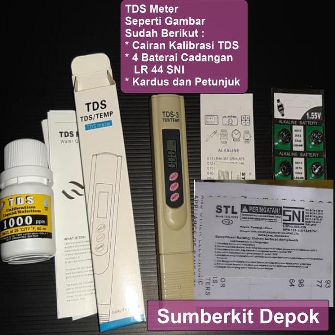 Taman- Paket Tds Meter Sudah Dikalibrasi + Baterai + Cairan Kalibrasi Tds