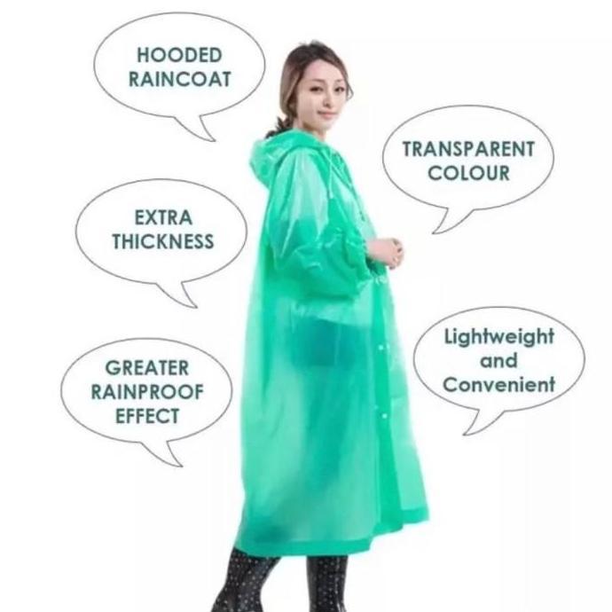Kidall- Jas Hujan Eva Transparan Korea Pria Wanita Dewasa Terusan Ponco Lipat  Raincoat Waterproof P