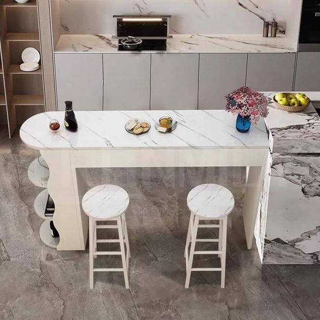 Terlaris 1 Set Meja Mini Bar Dan Kursi /Meja Bar Minimalis Dengan 2 Kursi Motif Marmer