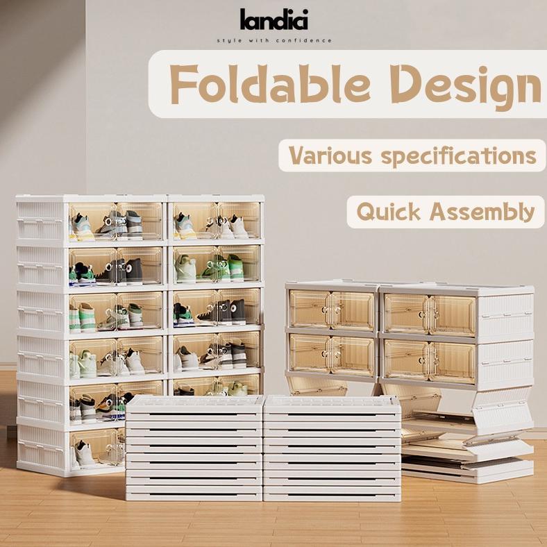 READY LANDICI Rak Sepatu Akrilik Tebal/Lemari Tas dan Sepatu Besar/Rak Sepatu Susun dapat Dilipat/Le