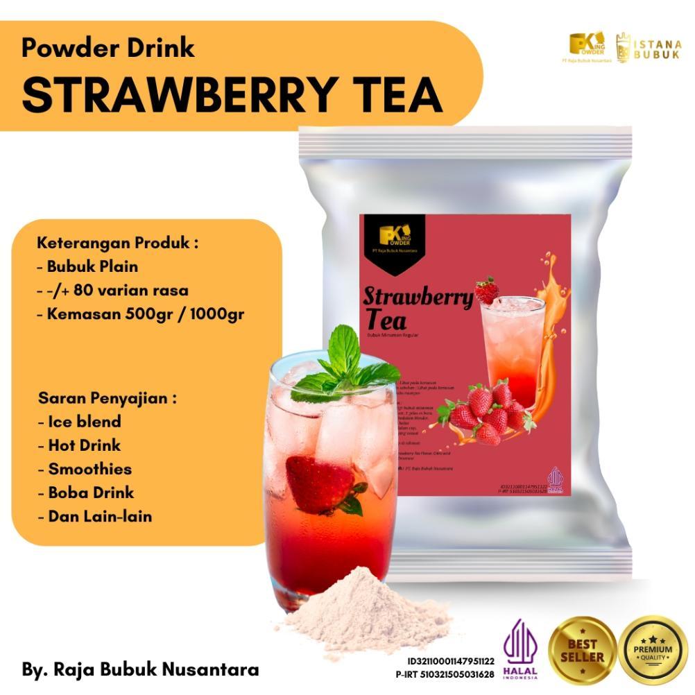 Bubuk Regular Rasa Strawberry Tea ,bubuk rasa stoberi teh, bubuk regular strawberry teh 1 kg