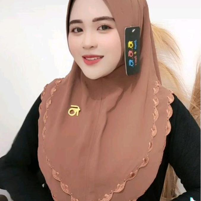 Terpopuler- Hijab Fo Gizka Ceruty Sulam Dua Layer