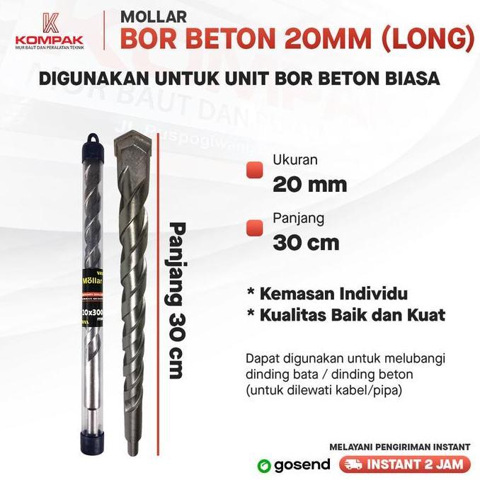 MOLLAR - Mata Bor Tembok PANJANG 20mm 20 mm - Bor Beton Panjang 30cm