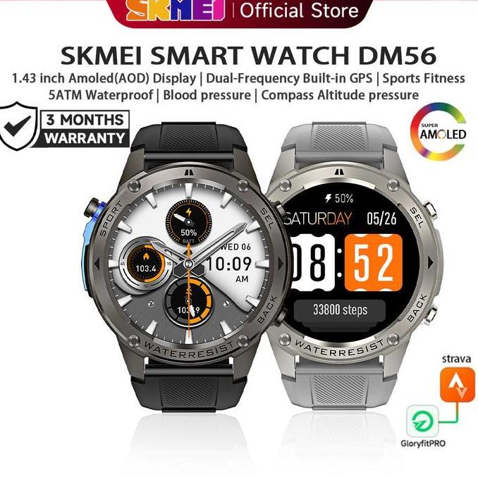 Skmei Dm56 Smartwatch Gps Map  |  1.43 Amoled  |  5Atm Waterproof  |  Compass  |  Altitude Air Press