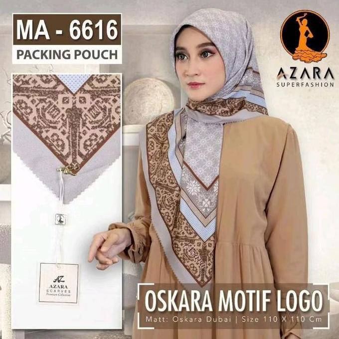 Terpopuler- (Ecer 3 Pouch) Hijab Segiempat Motif Azara Pouch Paket Usaha Logo Metal Bahan Voal Lc La