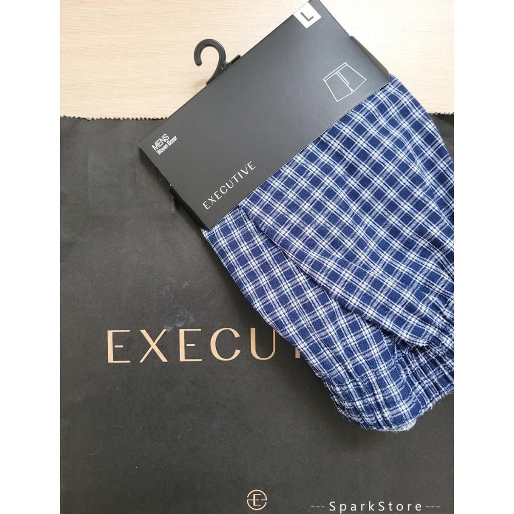 [NEW][BARU] The Executive Celana Boxer Katun Rajut Biru Navy Kotak