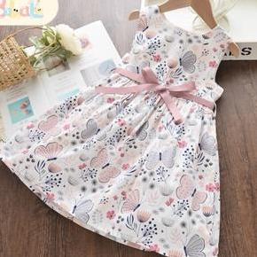 DV388 >> Balale Dress Anak Perempuan Gaun Putri Motif Kupu-kupu Berbahan Katun Murni Rok Anak Ala Ko