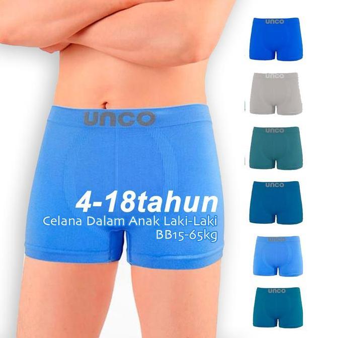 DS236 - 6pcs UNCO Celana Dalam Anak Laki-Laki 4-16 Tahun BB15-50kg Tanpa Jahitan Elastis Tinggi Nyam