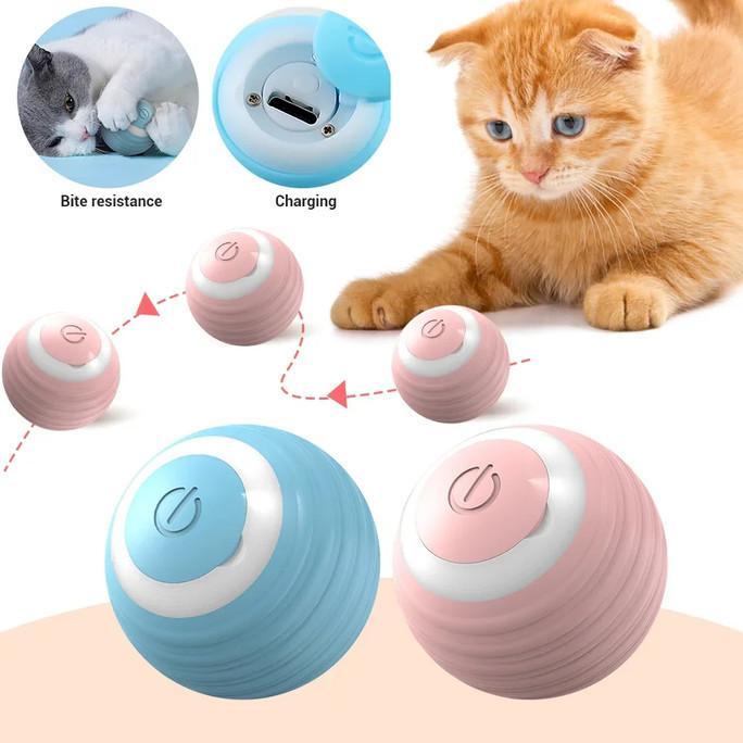 Bola Smart Mainan Kucing Anjing Anabul  Bisa Jalan Putar Otomatis Pet Cat Dog Ball Elektrik Cas Isi 
