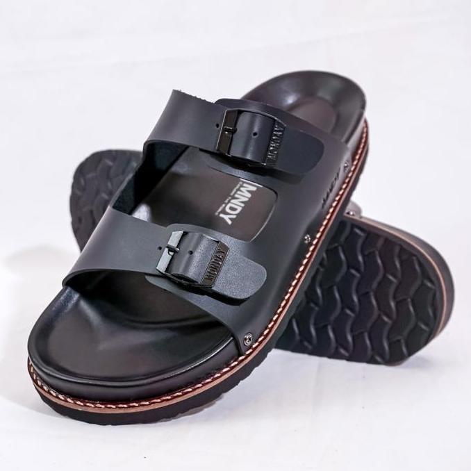 Wajendra x MNDY - Yuno Bold - Sandal Selop Slide Hitam Pria Kasual / Elegan / Durable Sendal