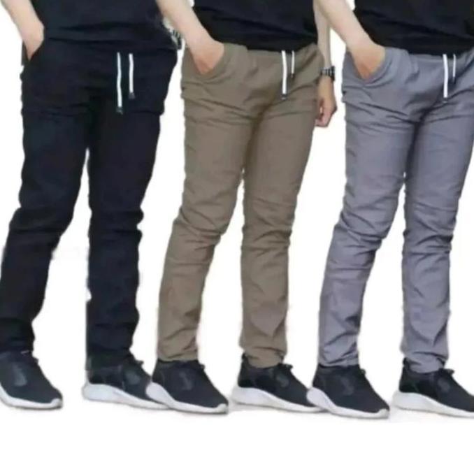 100 ribu 4 Celana Panjang Pria Chinos Rib Pants Pensil Harian Katun