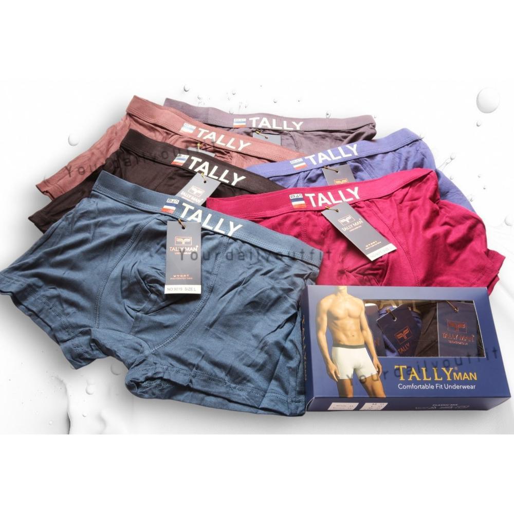 TALLY MAN Celana Dalam Pria Boxer Tally Katun Bambu (Isi 3 Pcs) / Boxer Pria Tally 9015 Anti Slip