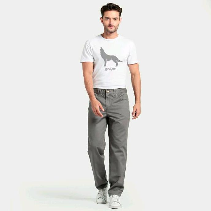 WORK PANTS Celana Chino Invade Cream Reguler fit /Celana Chino Panjang Pria Standar Reguler Straight