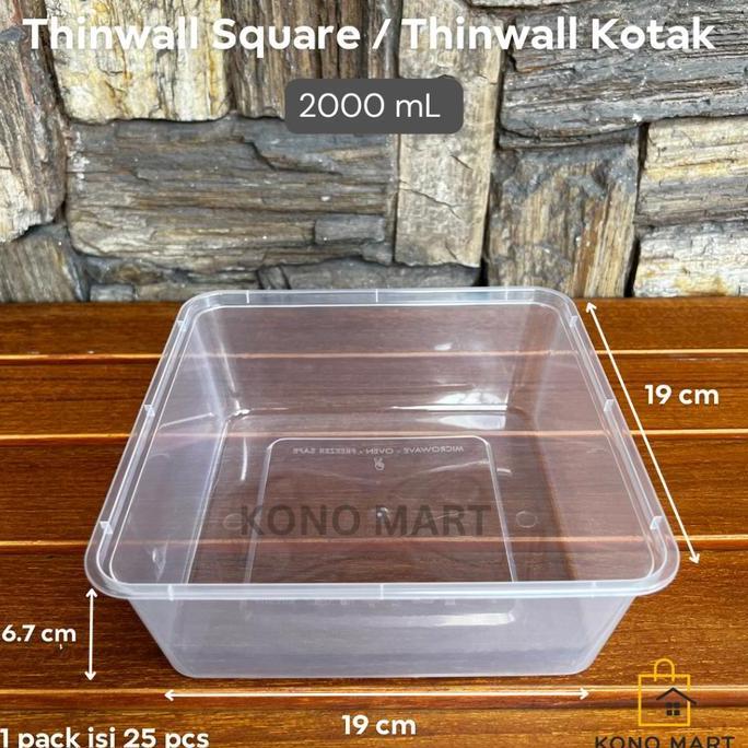 [ISI 25 PCS] Thinwall Merk Victory Square 2000ml 3000ml / Kotak Makan Plastik Persegi / Kotak Makan 