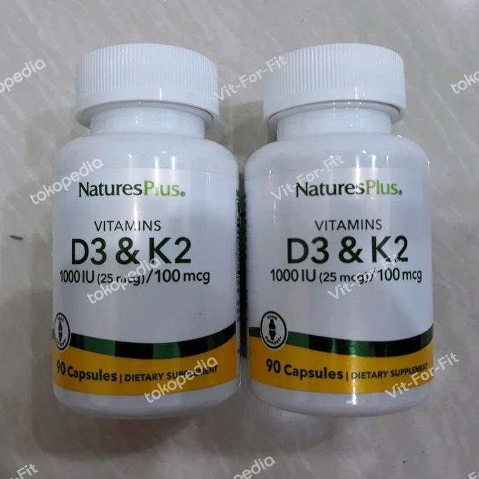 Natures Plus D3 + K2 | 90 casules | D3 1000 iu + K2 100 mcg