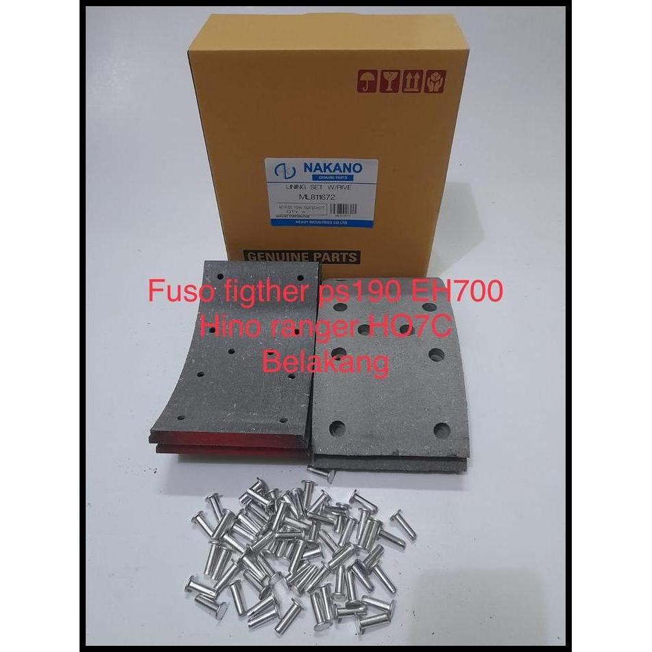 DISKON BRAKE LINING REAR KAIN KAMPAS KANVAS REM BELAKANG FUSO FIGTHER PS190 NAKANO 