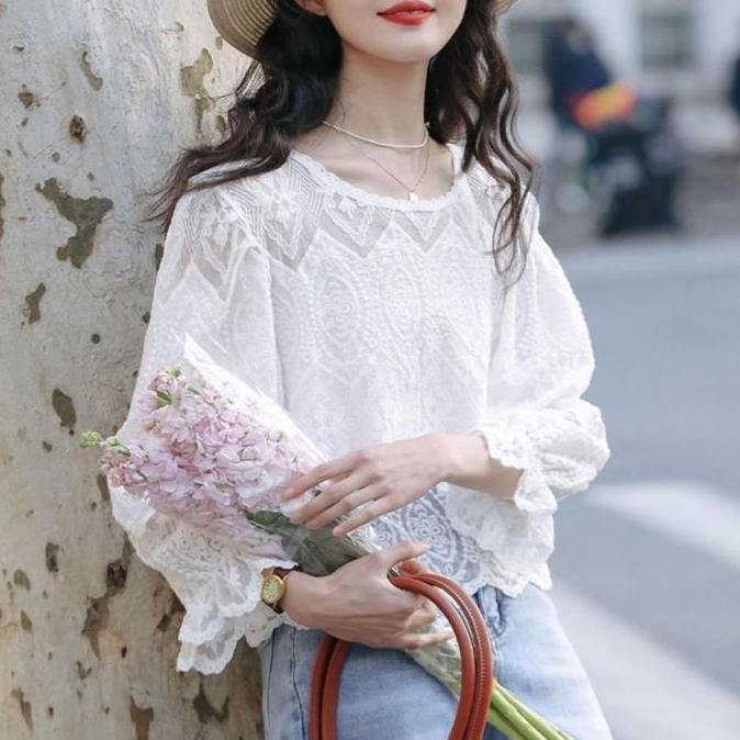 ATASAN RENDA BLOUSE BUNGA2 KOREA STYLE WANITA