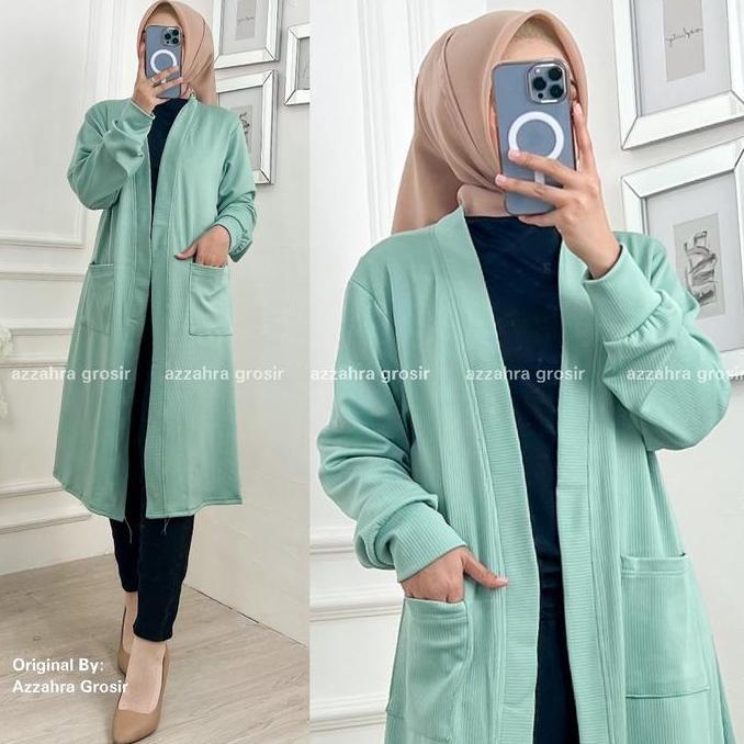 Azzahra Grosir - Celsia Mango Knit Cardigan Wanita Panjang Knit Rajut / 513-7091 Knitwear Kardigan O