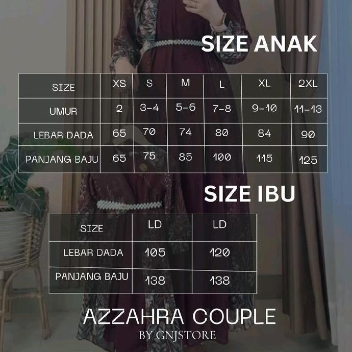 AZZAHRA - GAMIS COUPLE Ceruty Baby DoLL ibu & anak ((DIJUAL SATUAN)))