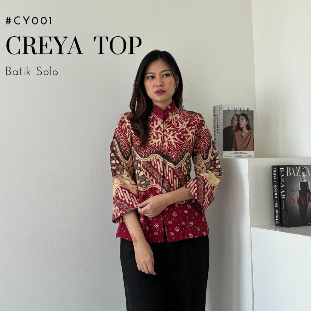 Tahan Lama  Hem Batik Lengan Panjang Wanita Creya Top