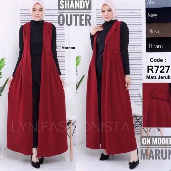 LONG CARDIGAN WANITA FASHION MUSLIMAH TANPA LENGAN/OUTER PANJANG KARDIGAN GAMIS MEWAH/SHANDY